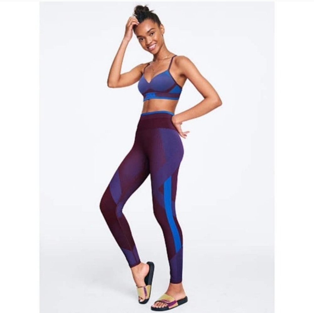 PINK Victoria's Secret blue High Waisted Cool & Comfy seamless leggings Sz S
